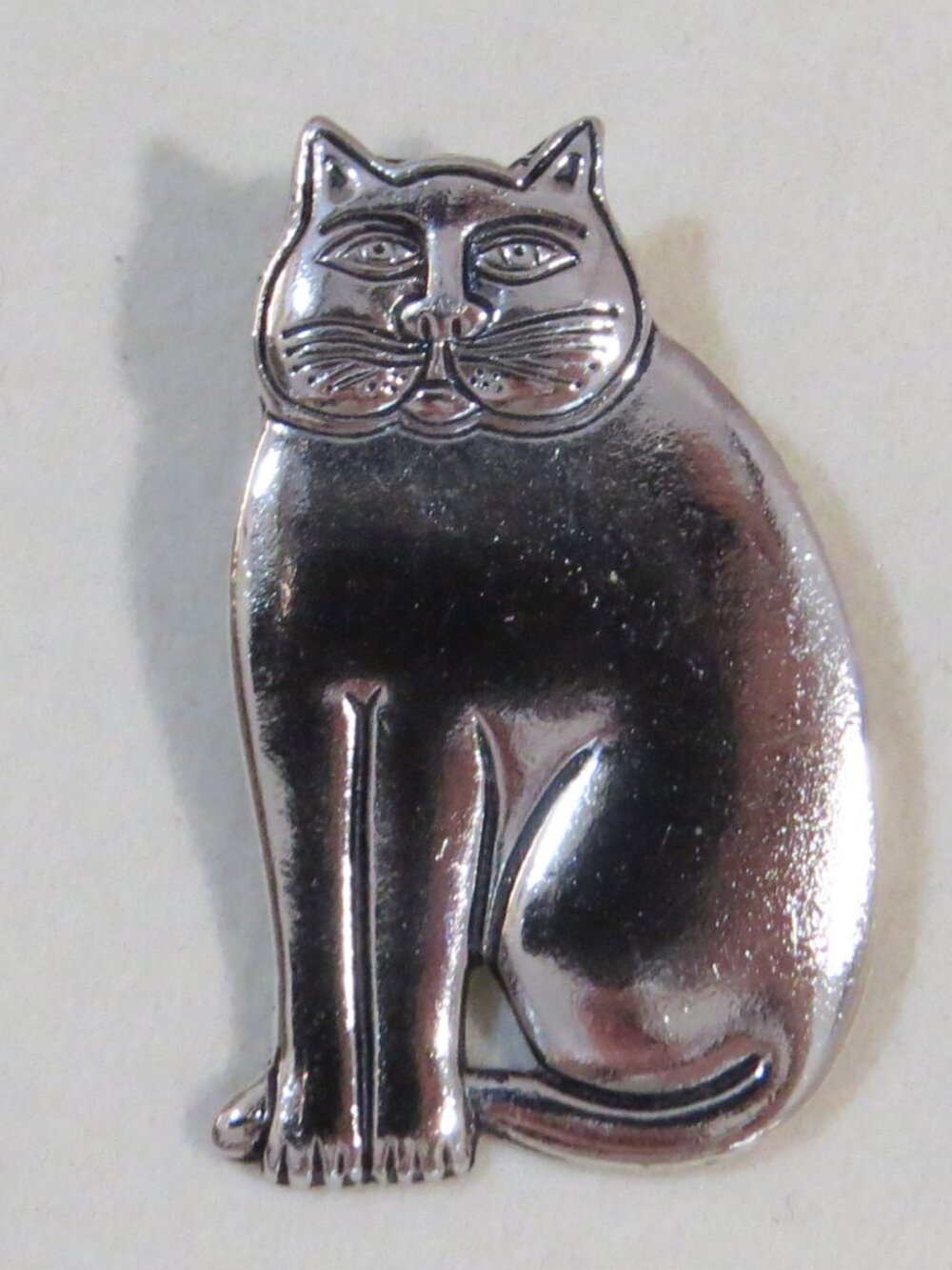Laurel Burch Cat Brooch Pin Silver Tone - Signed